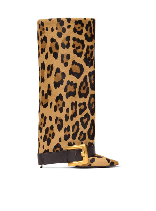 Leopard Print Leather Boots