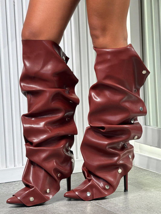 Burgundy Stiletto Snap Boot