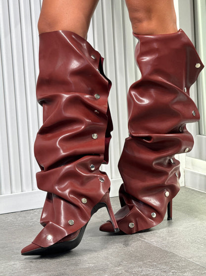 Burgundy Stiletto Snap Boot