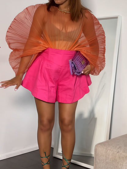 Organza Round Neck Peplum Blouse