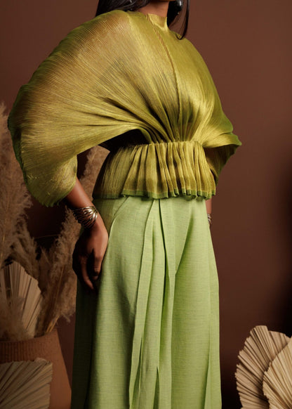 Organza Round Neck Peplum Blouse