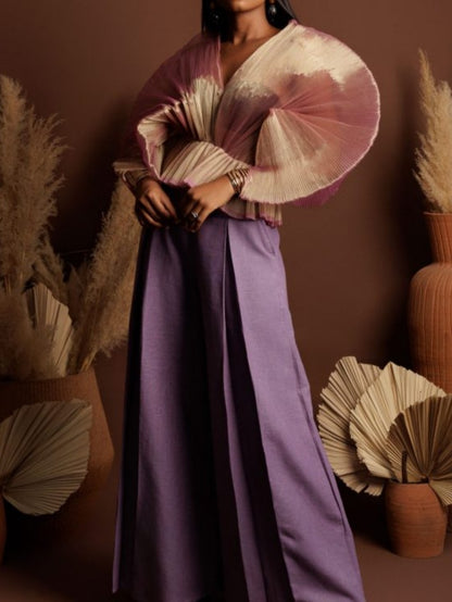 Organza Round Neck Peplum Blouse