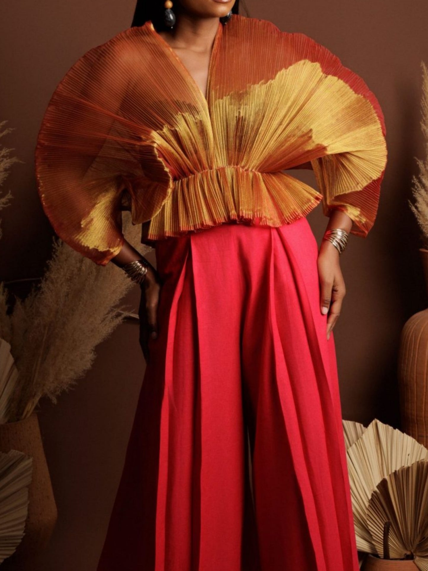 Organza Round Neck Peplum Blouse