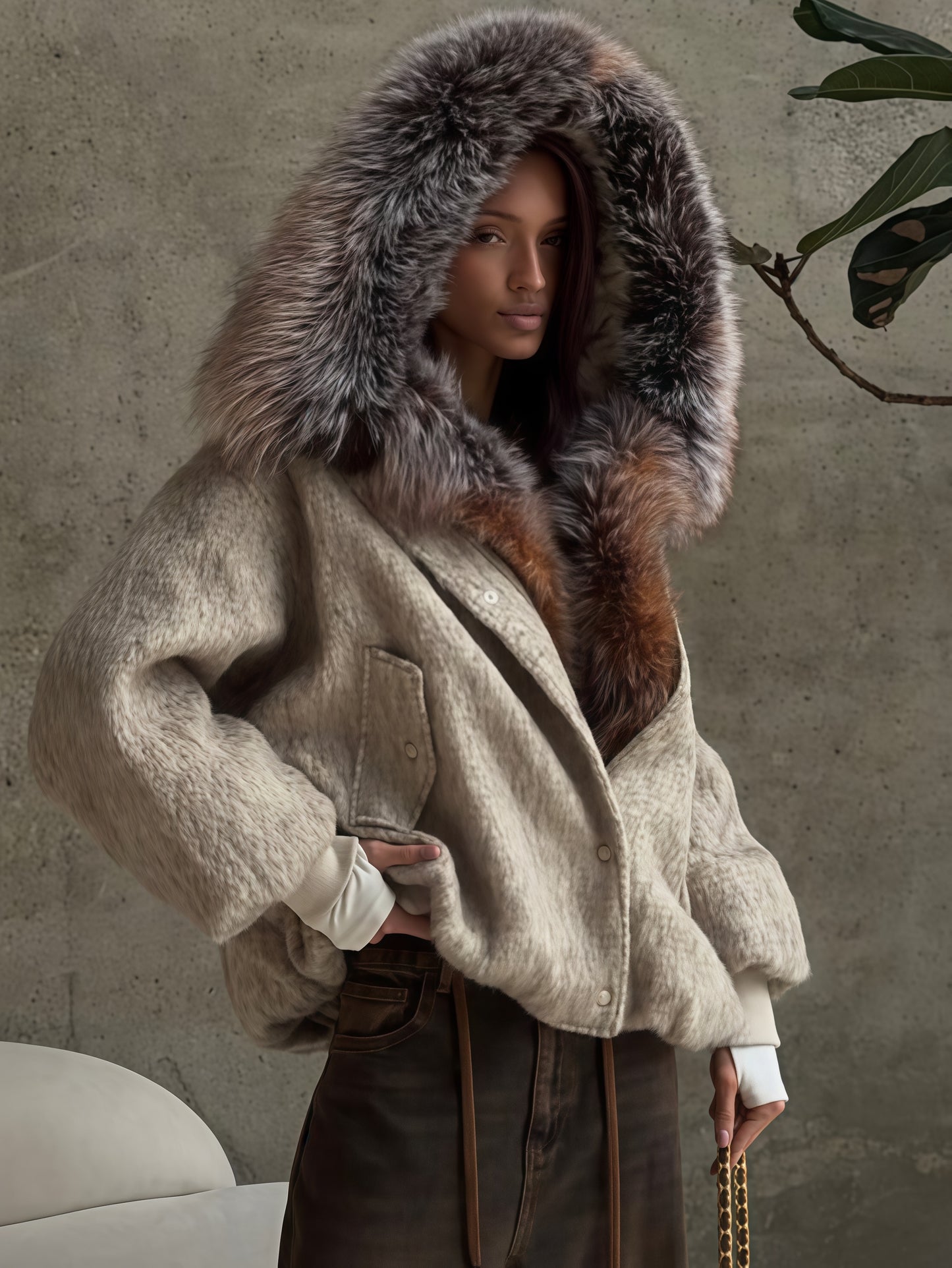 Fur Collar Loose Coat