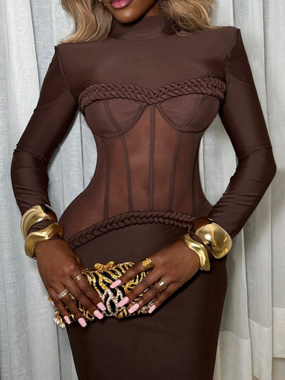 Corset Mesh Elegance Mirage Gown