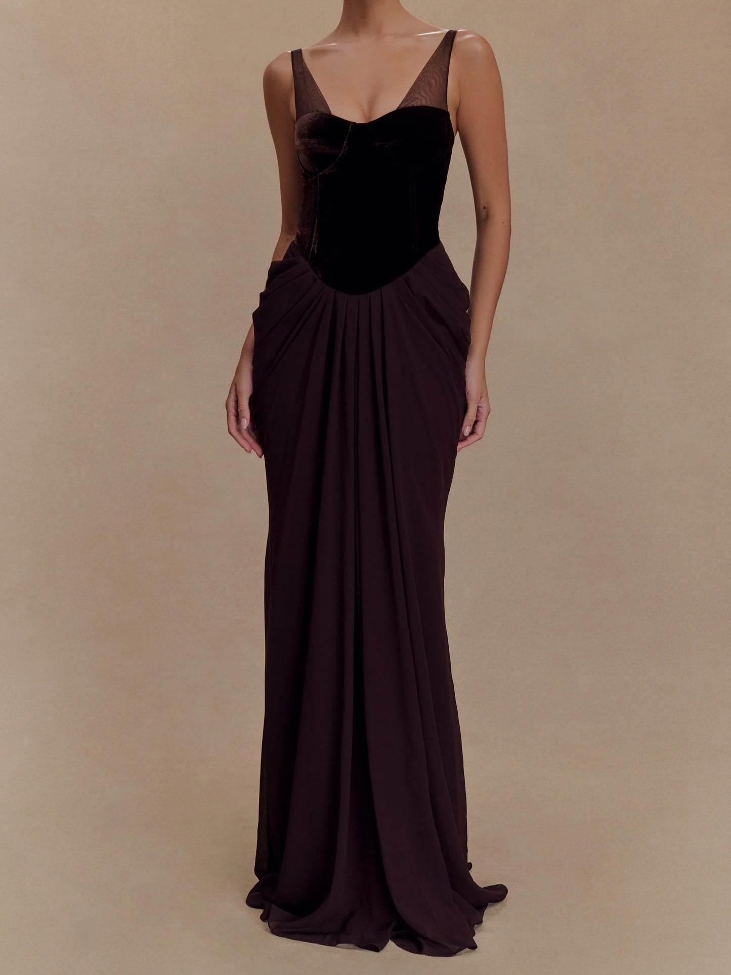 Corset Mesh Elegance Mirage Gown