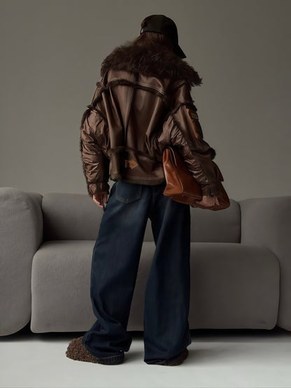 Vintage-Style Shearling Pilot Jacket