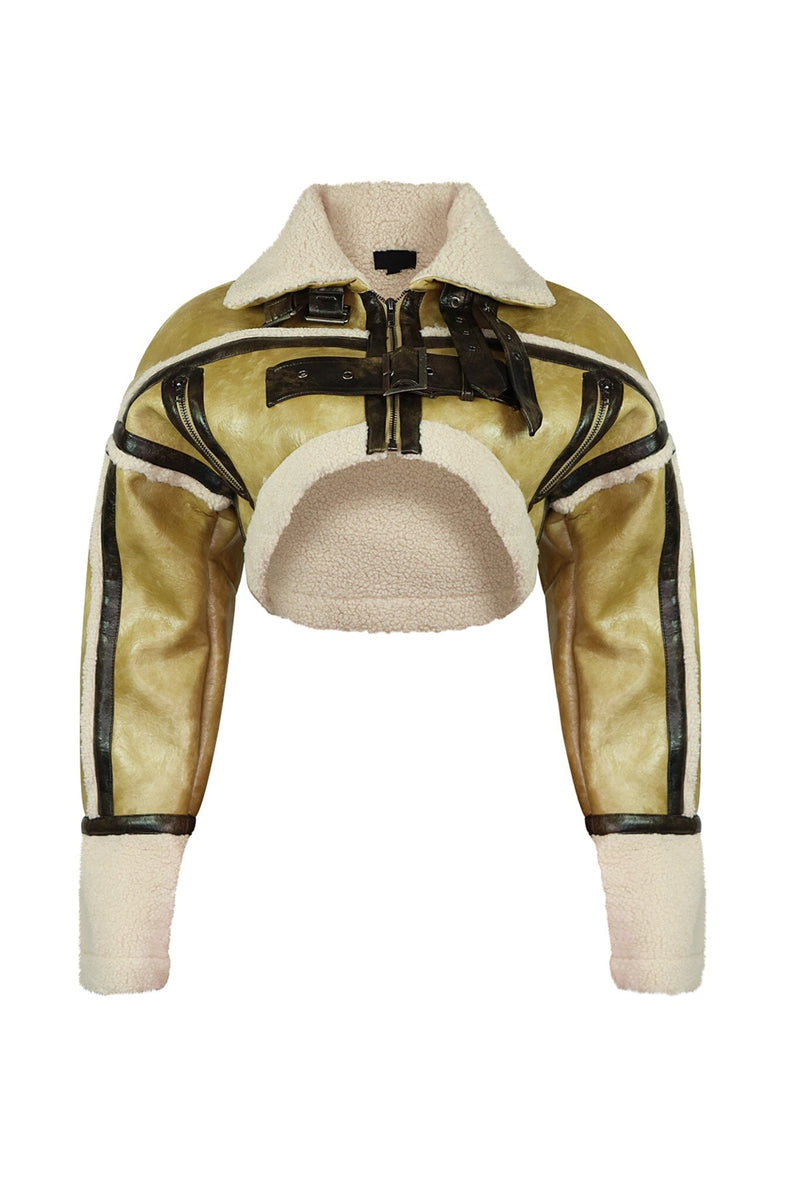 Washed PU Crop Jacket