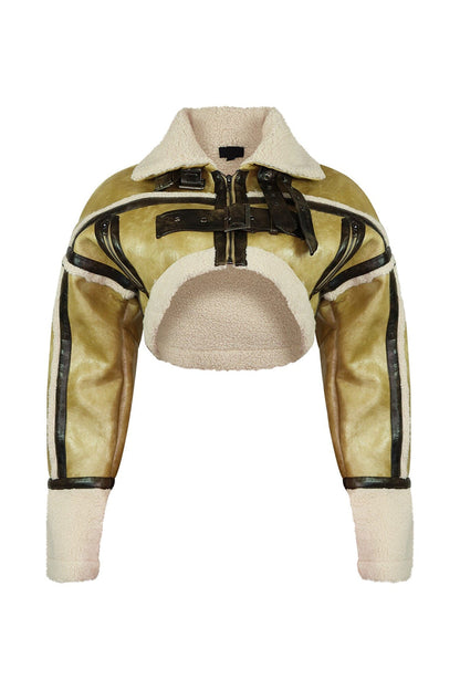 Washed PU Crop Jacket