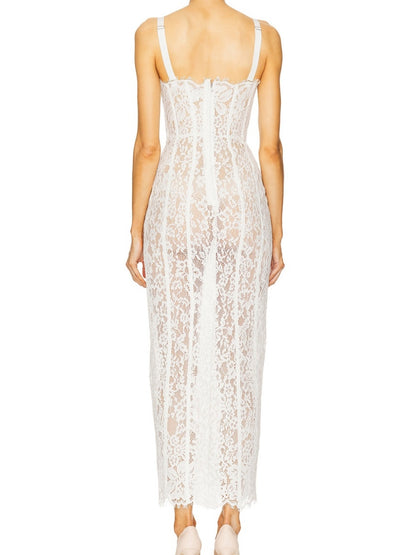 Hollow Lace Maxi Dress