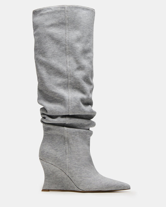 Ruched-Waist Wedge Knee-High Boots