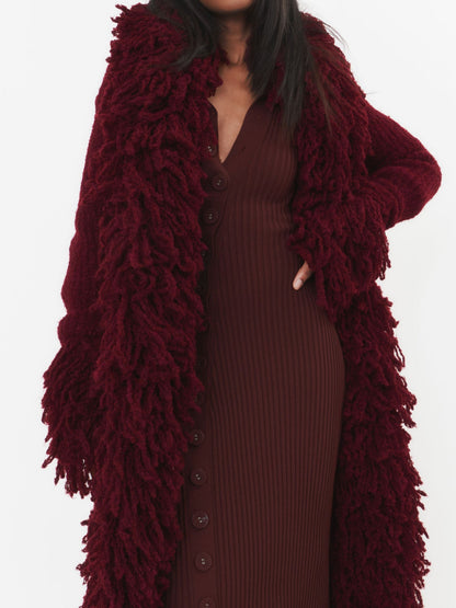 Fashion Oversized Fringe Knitted Coat