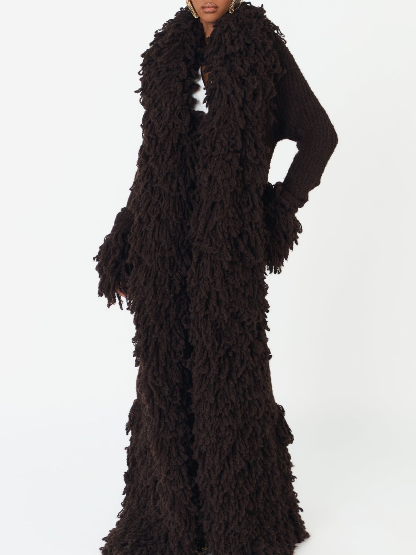 Fashion Oversized Fringe Knitted Coat