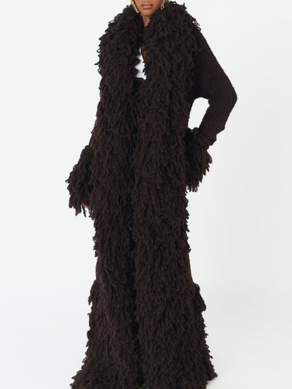 Fashion Oversized Fringe Knitted Coat