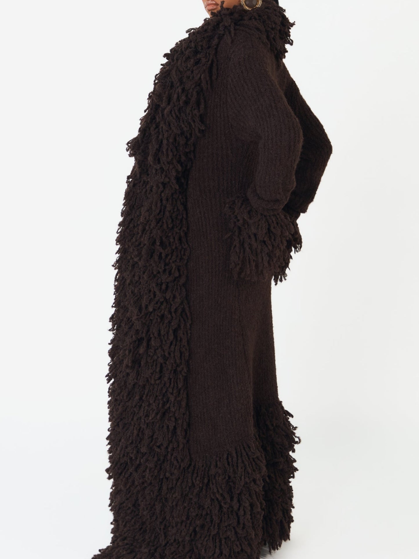 Fashion Oversized Fringe Knitted Coat