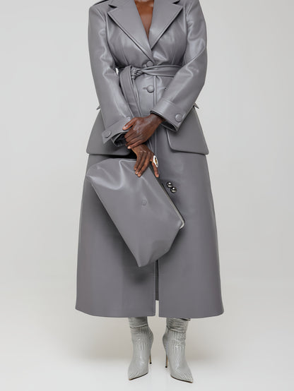 Gery Leather Clutch Bag