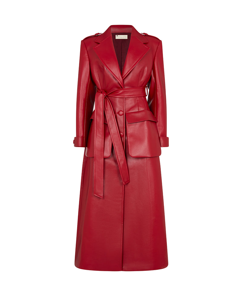 Faux Leather Trench Coat