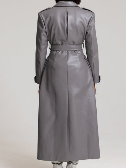 Faux Leather Trench Coat