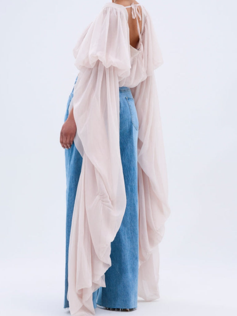 Slouchy Square Neck Long Sleeve Blouse Top