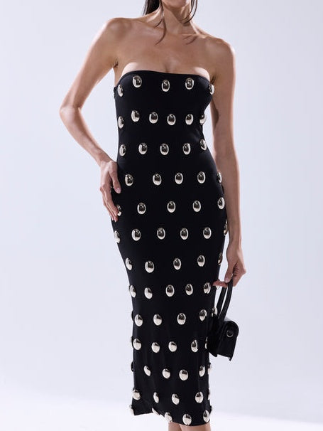 Metal Detailing Midi Dress