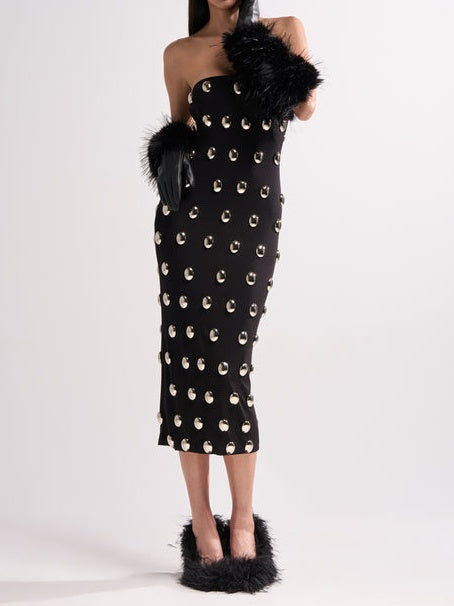 Metal Detailing Midi Dress