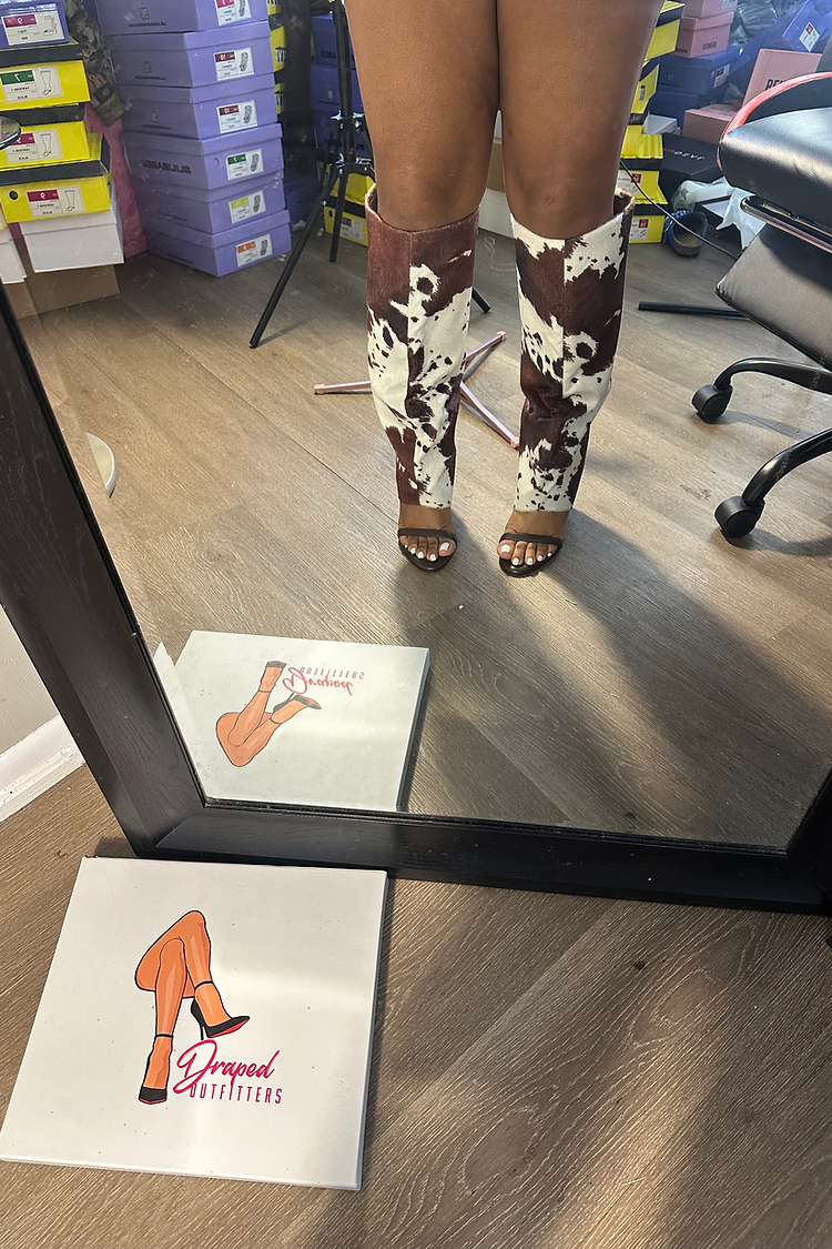 Cowhide Print Knee-High Boots