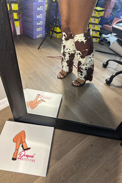 Cowhide Print Knee-High Boots