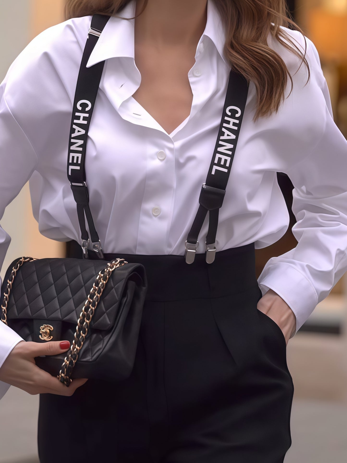 Black Suspenders Pants