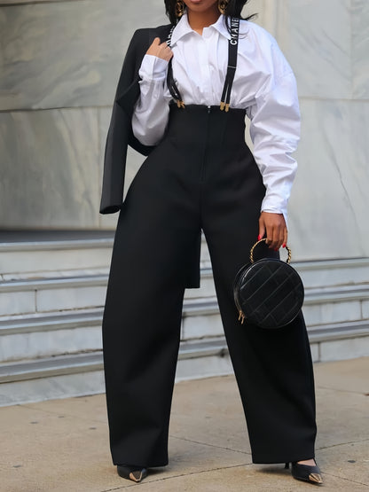 Black Suspenders Pants