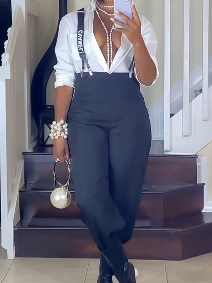 Black Suspenders Pants