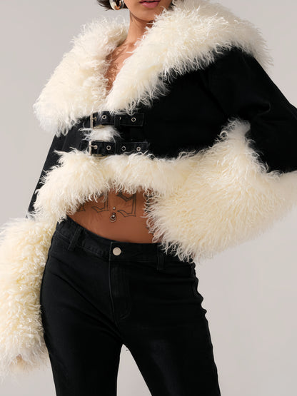 FUR TRIM DENIM JACKET