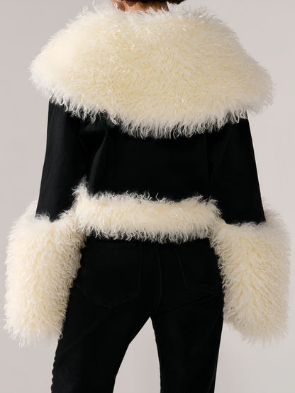 FUR TRIM DENIM JACKET