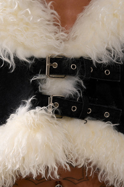 FUR TRIM DENIM JACKET