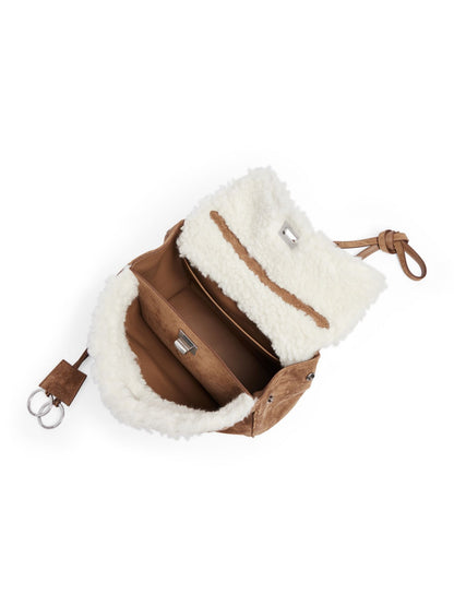 Fluffy Shearling Crossbody Tote