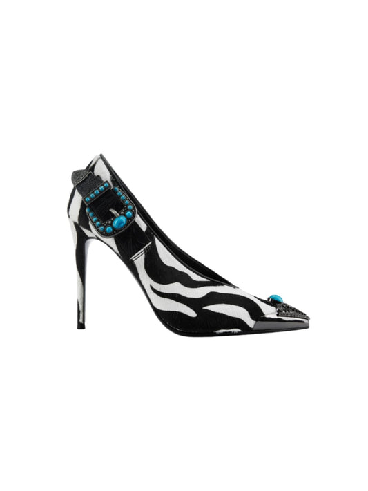 105mm Zebra Calf Hair Leather Pump