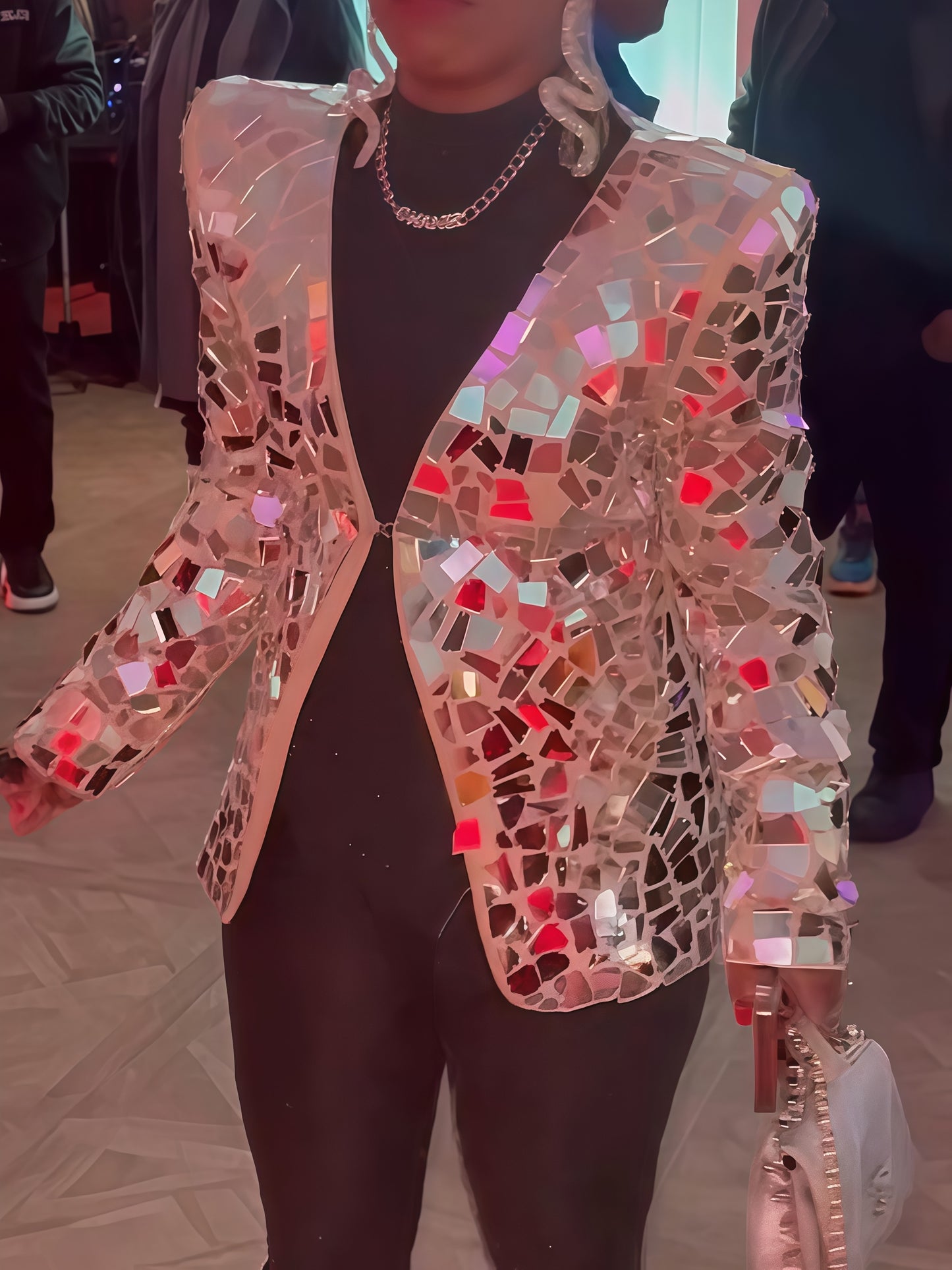 Mirror Shard Geometric Sequin Jacket