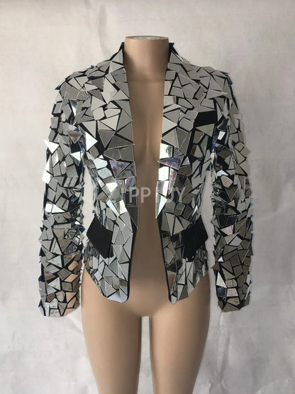Mirror Shard Geometric Sequin Jacket