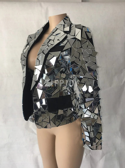 Mirror Shard Geometric Sequin Jacket