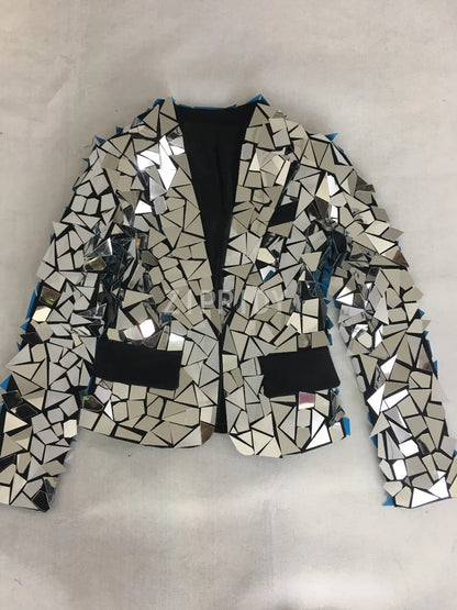 Mirror Shard Geometric Sequin Jacket