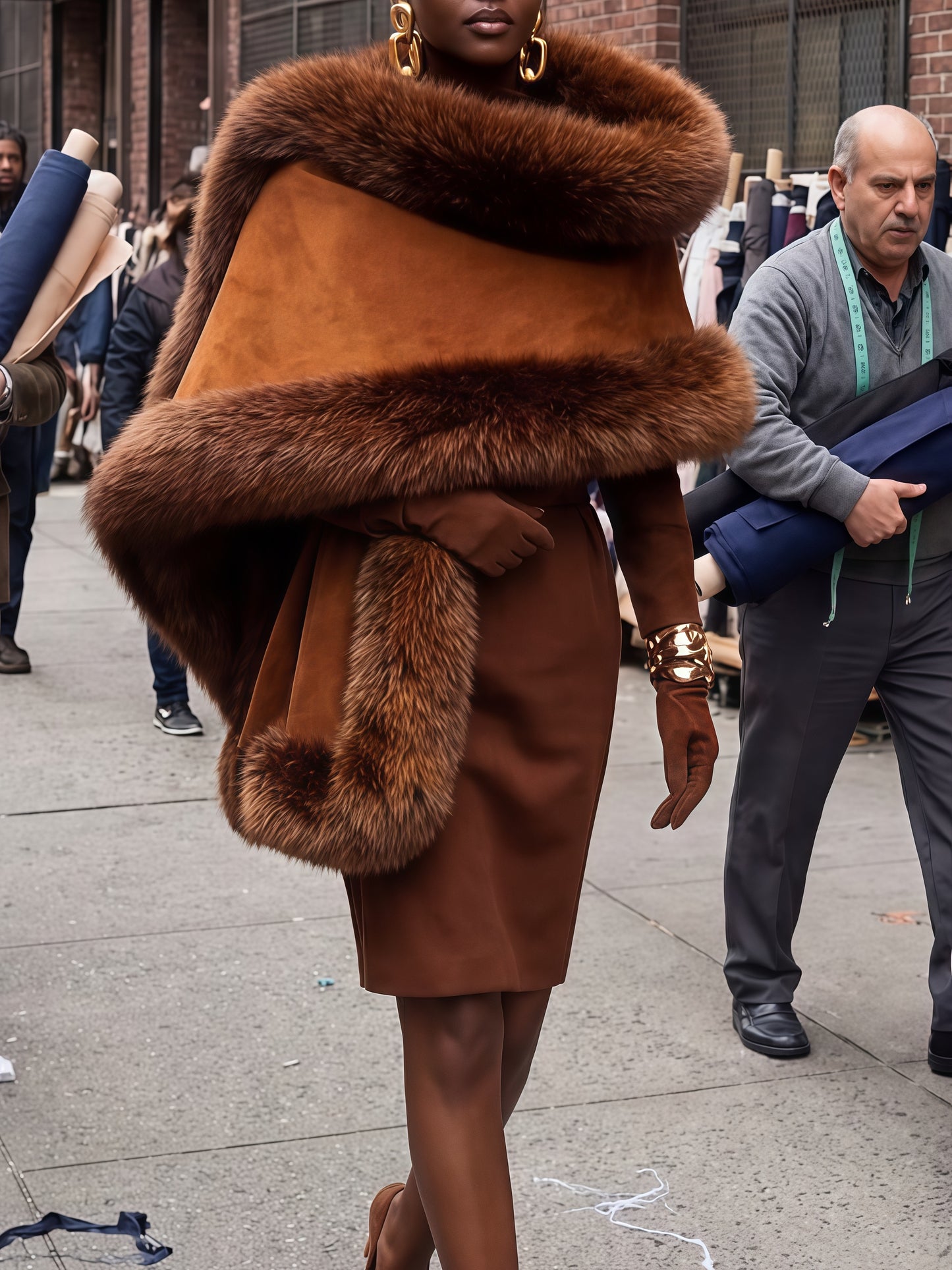 Rich Glow Fur Cape Trim