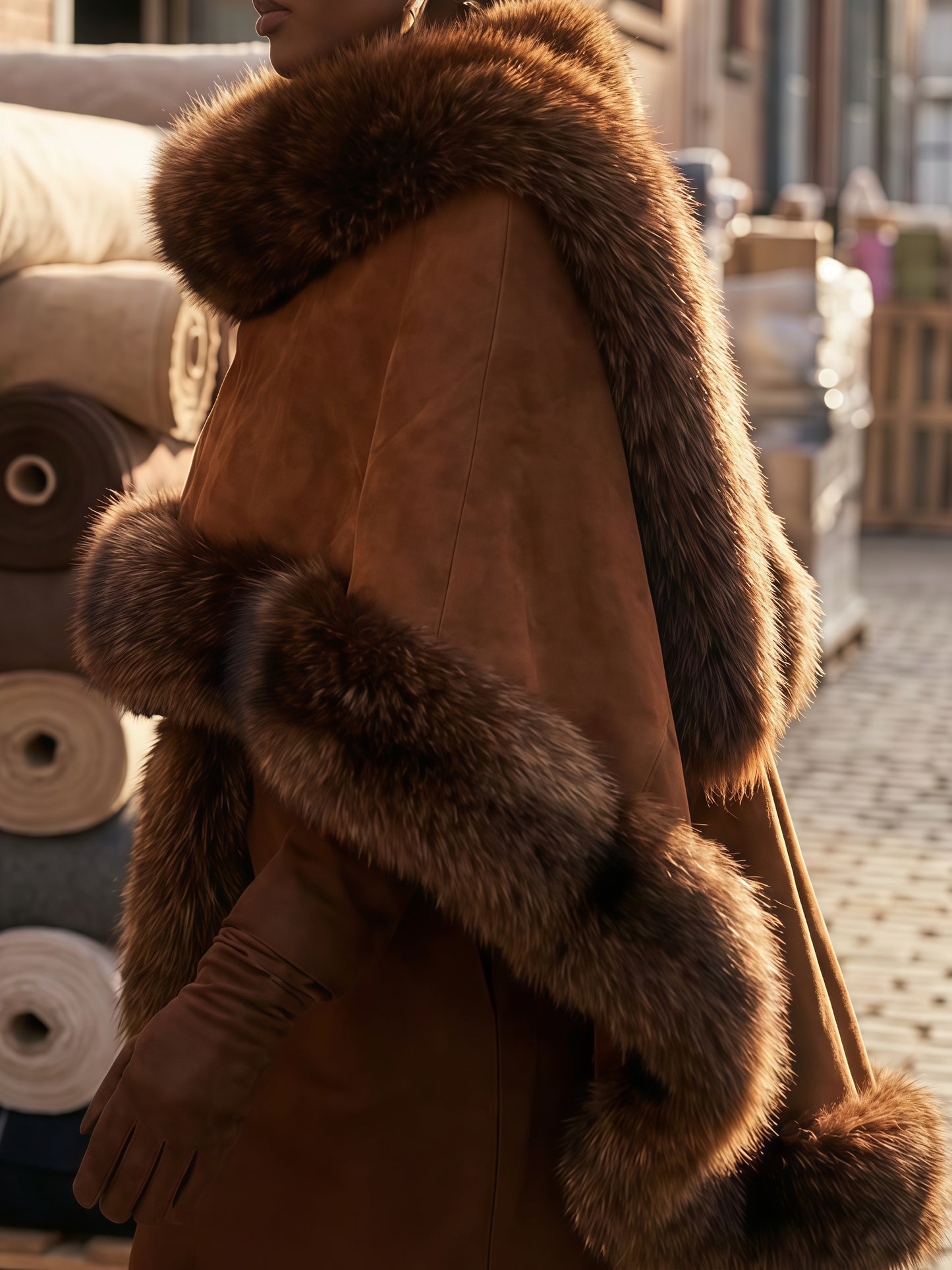 Rich Glow Fur Cape Trim