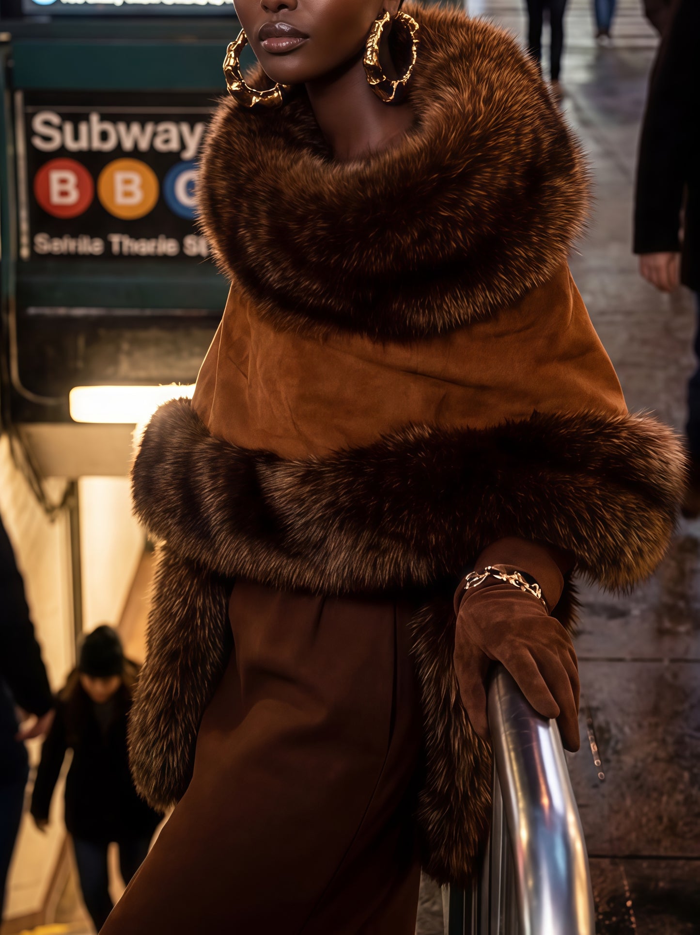 Rich Glow Fur Cape Trim