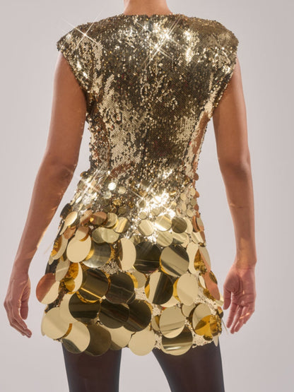 Gold Sequin Mini Dress