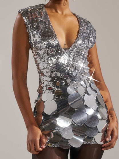 Gold Sequin Mini Dress