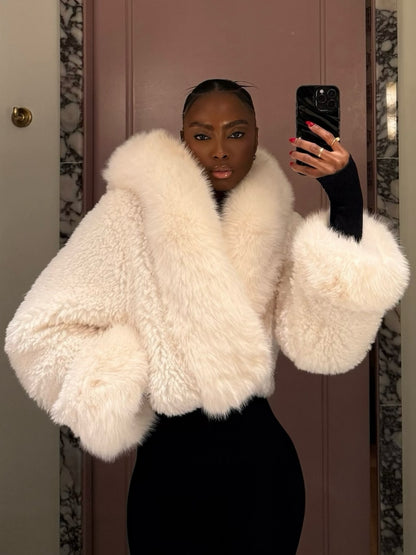 Luxe Puff White Fur Coat