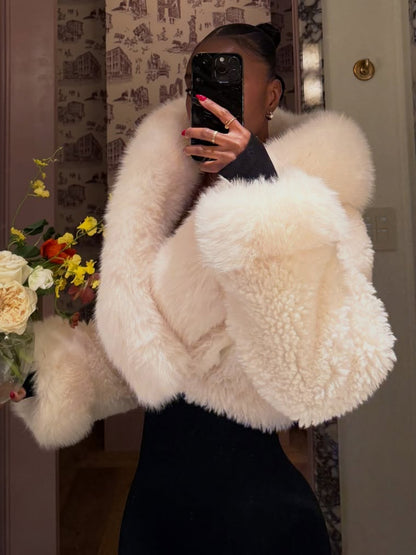 Luxe Puff White Fur Coat