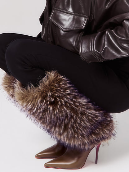 Sleek Stiletto Fur-Trimmed Knit Boot