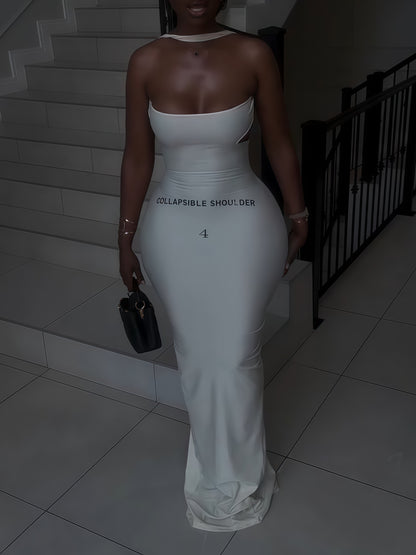 Shoulder Satin Evening Gown