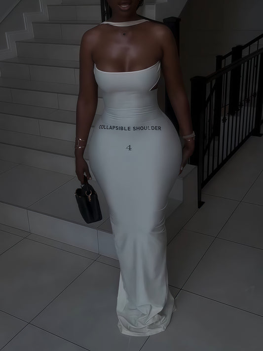 Shoulder Satin Evening Gown