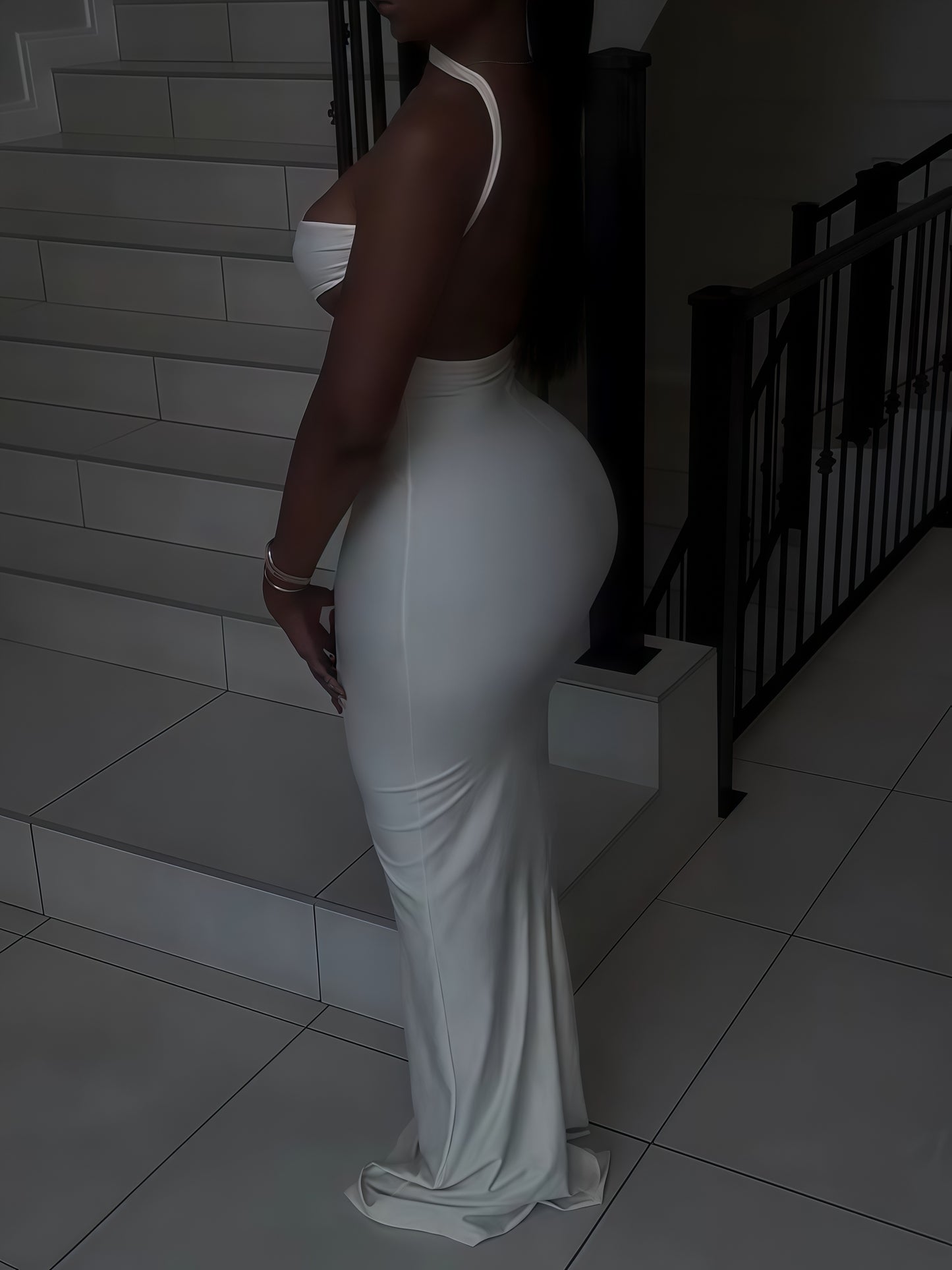 Shoulder Satin Evening Gown